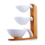 Set Of 3 Snack Plate With Bamboo Rack 630005