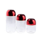 Continental Houmeware 3 Pc Canister Set With Shinny Red Lid